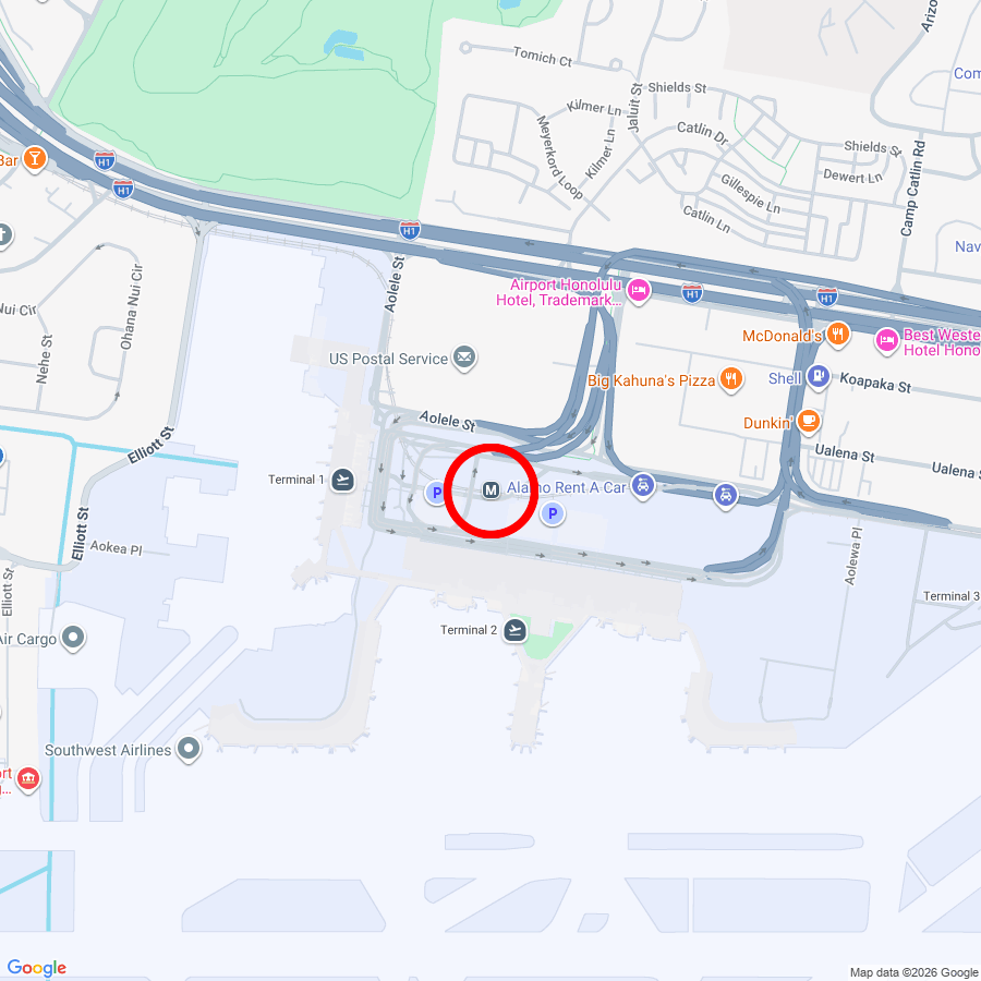 空港ターミナル周辺のGoogleマップ