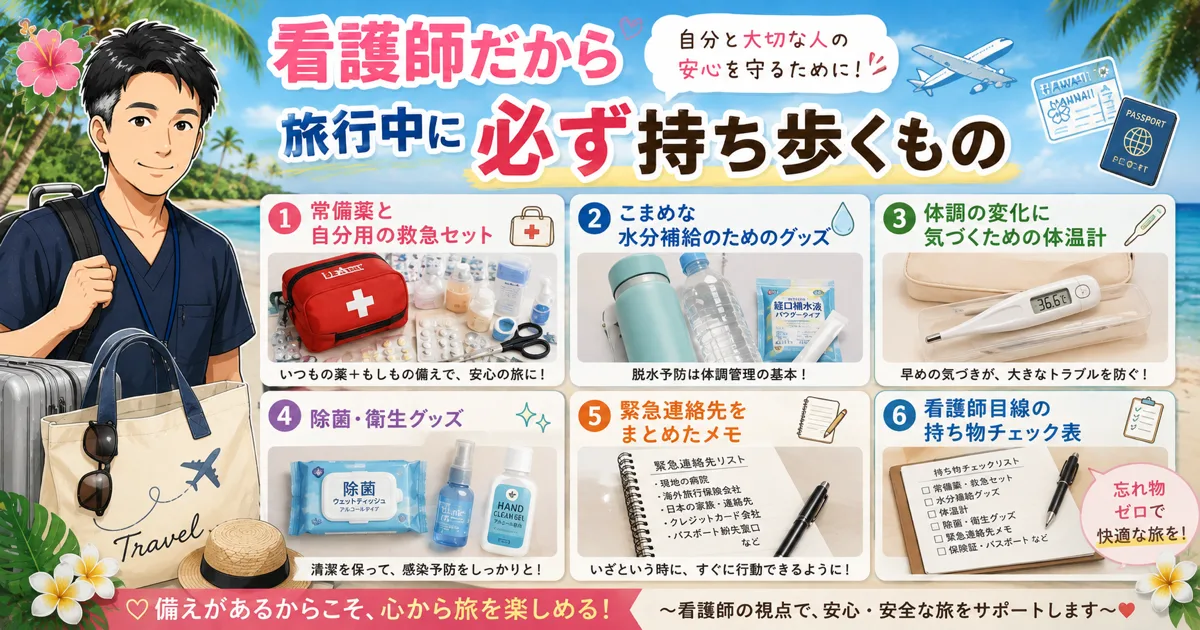 看護師だから旅行中に必ず持ち歩くもの一覧のアイキャッチ画像